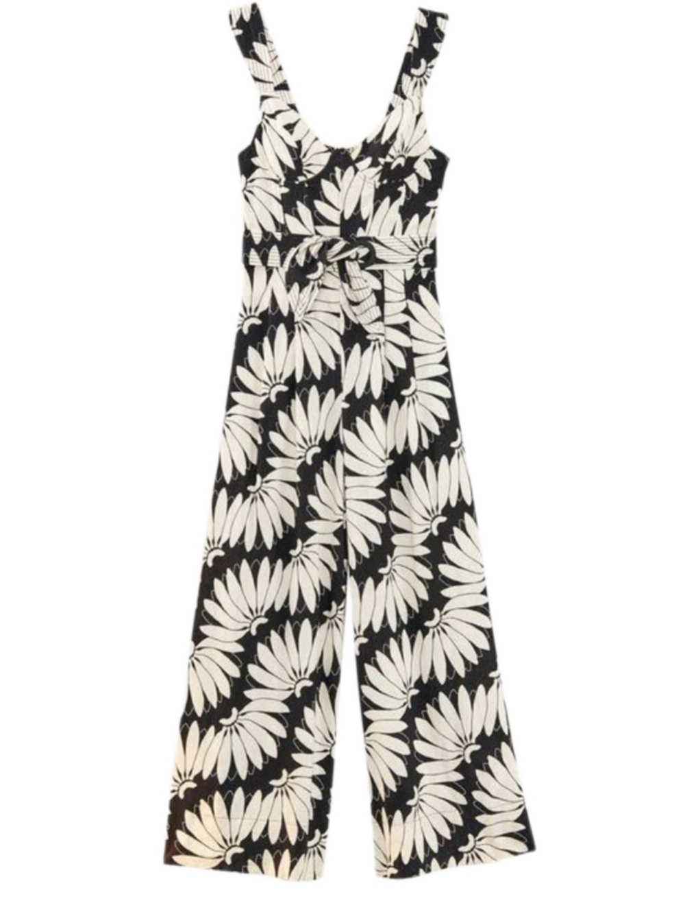 FARM RIO COPACABANA BLACK & WHITE FLORAL WIDE LEG JUMPSUIT SIZE SMALL - Picture 4 of 9